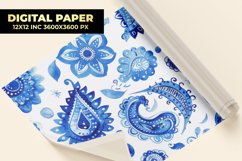 Watercolor Paisley Floral Digital Paper Product Image 1