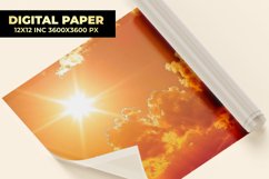 Sun Rising With Clouds Digital Paper Product Image 1