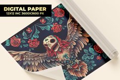 Bird With Floral Digital Paper Product Image 1