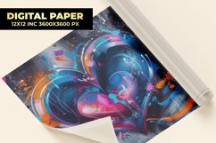 Colorful Heart Painting Digital Paper Product Image 1