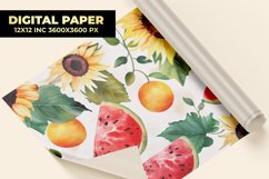 Watermelon With Flowers Digital Paper Product Image 1