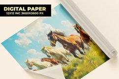 Horses With Field Digital Paper Product Image 1