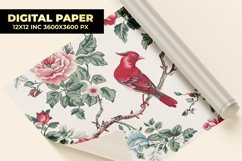 Flower With Bird Digital Paper Product Image 1