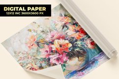 Colorful Oil Painting Flower Digital Paper Product Image 1