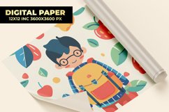 Cartoon School Child Digital Paper Product Image 1