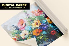 Colorful Oil Painting Flower Digital Paper Product Image 1