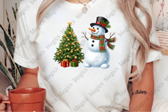 Watercolor Black Gold Christmas Snowman Product Image 2