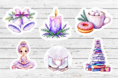 Watercolor Purple Christmas Stickers PNG Product Image 4