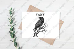 Gothic Halloween F-Caw-F Black Crow PNG Product Image 3