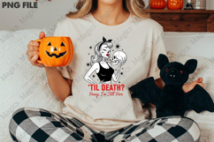 Halloween Pin-up Girl with Skull PNG Product Image 3