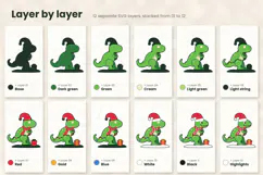 3D Layered Christmas T-Rex SVG Product Image 5