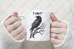 Gothic Halloween F-Caw-F Black Crow PNG Product Image 4
