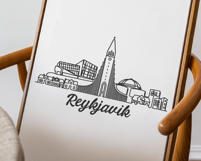 Reykjavik Minimalism Line Drawing Product Image 3