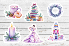 Watercolor Purple Christmas Stickers PNG Product Image 5