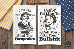 Retro Housewife Towel PNG, Sublimation Design Product Image 1