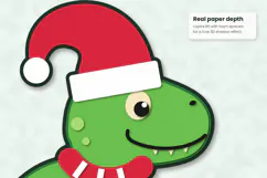 3D Layered Christmas T-Rex SVG Product Image 2