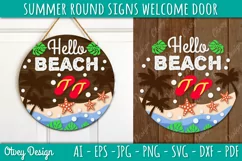 Summer Welcome Door Hangers SVG | Summer Round Signs SVG Product Image 1
