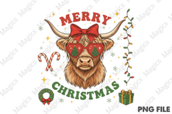 Funny Cow Merry Christmas PNG Product Image 1