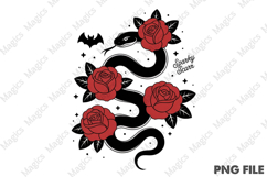 Spooky Season Png,Snake and Red Roses Png Product Image 1