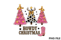 Howdy Christmas Png, Cowgirl Western Product Image 1
