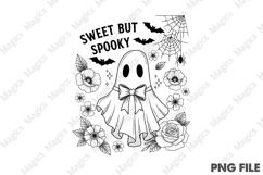 Halloween Vintage Ghost Boho Flowers Png Product Image 2