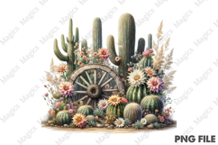 Wheel Surrounded Succulents PNG Product Image 1