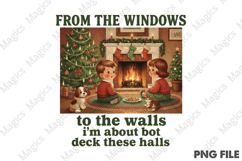 Vintage Christmas Carol Girls PNG Product Image 1