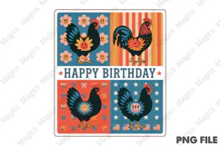 Patriotic Floral Chicken Png,Farmhouse Product Image 1