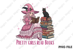 Pretty Girls Read Books Pink Halloween Png Product Image 1