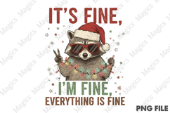 Raccoon Christmas Sublimation PNG Product Image 1