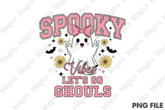 Spooky Vibes Neon PNG, Halloween Varsity Product Image 1