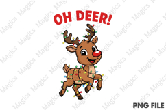 Funny Reindeer Lights T-Shirt Design Product Image 1