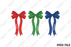 Christmas PNG, Merry and Bright Bow Sublimation Product Image 1