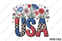 Floral USA PNG, Floral Brushstroke USA Product Image 1