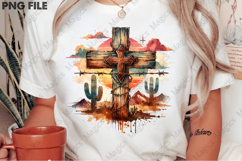 Retro Western Cross Png Sublimation Design Product Image 2