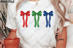 Christmas PNG, Merry and Bright Bow Sublimation Product Image 2
