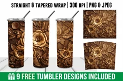 3d Golden Floral Tumbler Wrap |3d Tooled Floral Tumbler Wrap Product Image 1