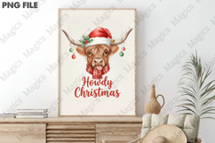 Highland Cow Merry Christmas PNG Product Image 3