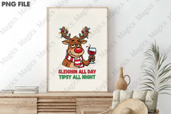 Funny Reindeer Christmas Lights PNG Product Image 3