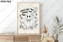 Halloween Vintage Ghost Boho Flowers Png Product Image 3