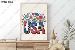 Floral USA PNG, Floral Brushstroke USA Product Image 3