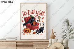 Fall Y’all Png, Cozy Knitting Crow &amp; Cat Png Product Image 3
