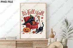 Fall Y’all Png, Cozy Knitting Crow & Cat Png Product Image 3