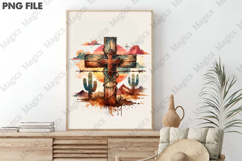 Retro Western Cross Png Sublimation Design Product Image 3