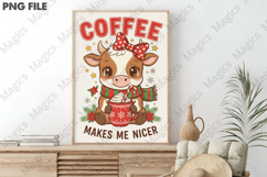 Christmas Cow Coffee Makes Me Nicer PNG Product Image 3