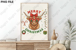 Funny Cow Merry Christmas PNG Product Image 3