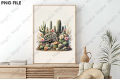 Wheel Surrounded Succulents PNG Product Image 3