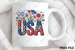 Floral USA PNG, Floral Brushstroke USA Product Image 4