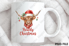 Highland Cow Merry Christmas PNG Product Image 4