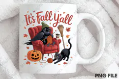 Fall Y’all Png, Cozy Knitting Crow & Cat Png Product Image 4